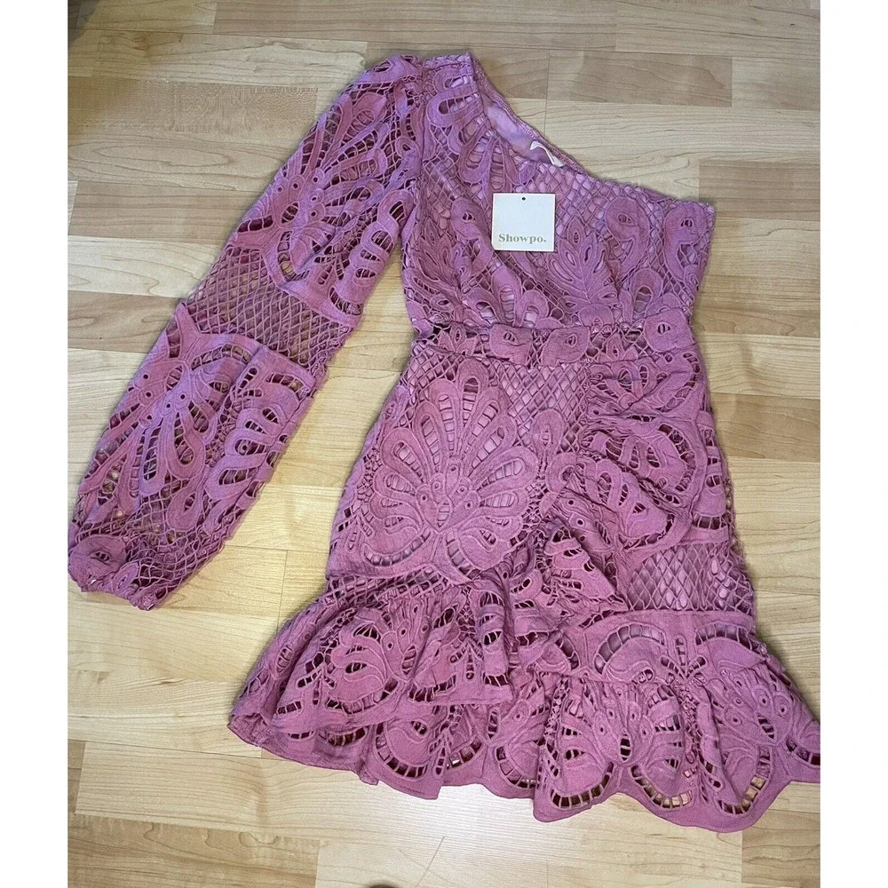 NWT Showpo. Kiss Me Quick One Shoulder Dress Size 6 Dusty Rose - Picture 4 of 14
